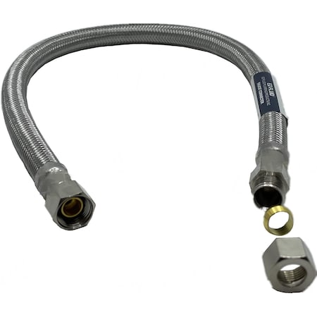 Ez-Fluid 3/8in COMP x 3/8in OD x 12in, Faucet Supply Line Connector EZA8F12